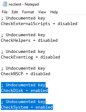 •	Open the NSClient configuration file