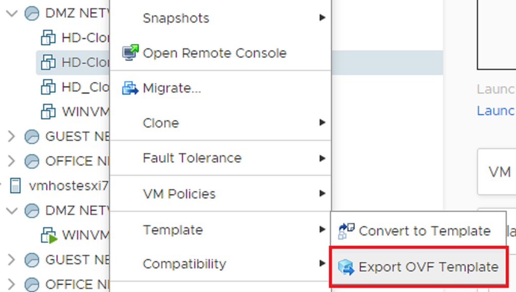 Export OVF Template