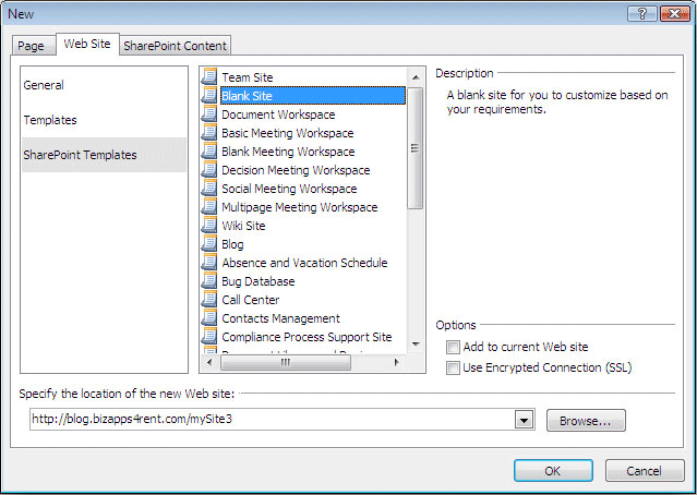 New Site Dialog Box New Site Dialog Box